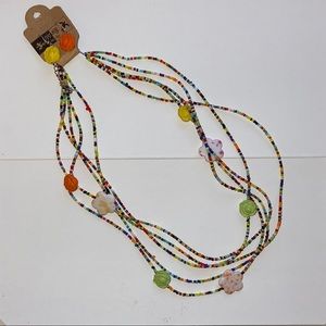 Bohemian Colorful Floral Necklace Earring Set